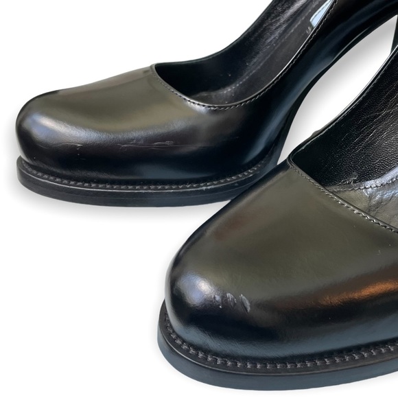 Prada Black Heels Platform Leather Chunky Heels - Picture 6 of 10